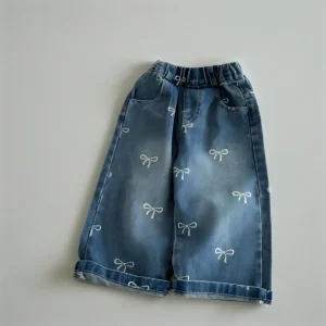 Autumn Children’s Cotton Solid Color Blue Long Straight Kids Boy Girl Trousers Denim Pants