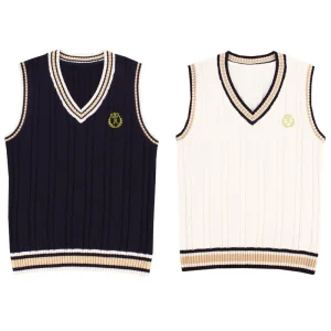 Autumn Cotton V-neck Girl Boy Student School Uniform Sweater Knitted Vest Eco-Friendly Breathable Sleeveless