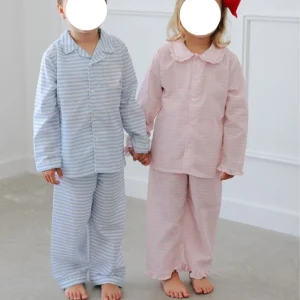 Autumn Custom Kids Girl Night Sleepwear Top Sets Long Sleeve Striped Toddler Casual Sleep Wear Pajamas Kids Clothes