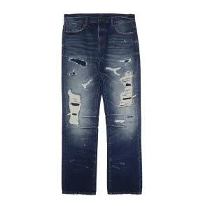 Autumn Cut and Seam at Knee Ripped Cotton Denim Boys Jeans Repairing