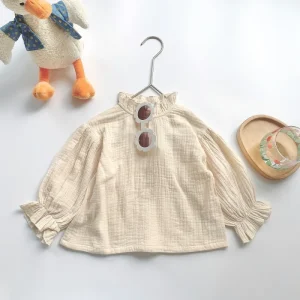 Autumn Fall Kids Wear Toddler Baby Girls Blouses Tops Children Shirts Vintage Ruffles B102