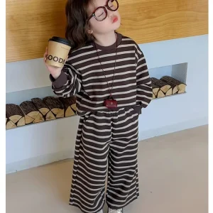 Autumn Fashion Girls Stripe Sportswear Set Kids Set