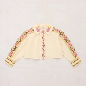 Autumn Floral Blouse Girl Shirt Loose Fit Long Sleeve Breathable Polyester Cotton Customized Logo for Casual
