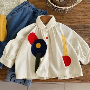Autumn Girls’ Fashionable Blouse Shirt Spring and Long Sleeve Baby’s Top Fashion