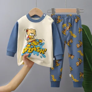 Autumn Jacquard Cotton Underwear Set Long Sleeve Pajamas Home Furnishings Boys and Girls Clothes