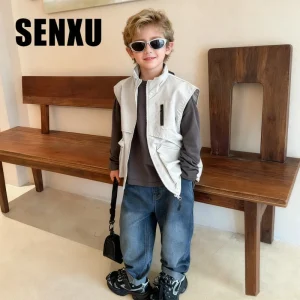 Autumn New Boys’ Workwear Vest Children’s Waistcoat for School & Play