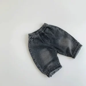 Autumn New Children’s Retro Jeans Boys and Girls Casual Sweatpants with Joker Design Clothing