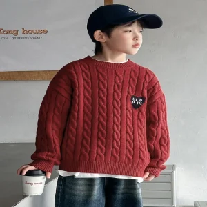 Autumn New Kids’ Fashion Boys’ Crew Neck Long Sleeve Sweater