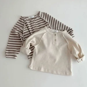 Autumn Newborn Baby Cotton Bear Round Neck T-shirt Long Sleeve Boys Girls Top Baby Clothes