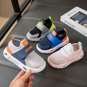 Autumn Outdoor Casual Shoes for Kids Boys Girls Breathable Lightweight Beach Sports Sneakers with Velcro Closure