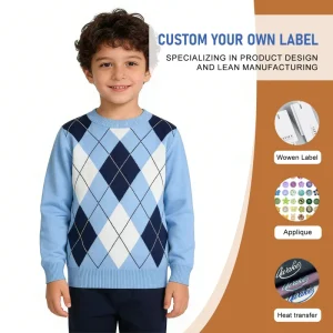 Autumn Pattern O Neck Girls Boy’s Sleeve Sweater Baby for Kids
