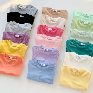 Autumn Solid Plain Candy Colors Long Sleeve Kids Girls Top
