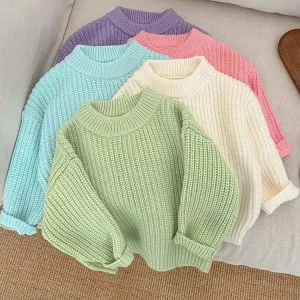 Autumn Winter Baby Clothes Boys Girls Round Neck Knitted Tops Long Sleeve Baby Sweater Girls Tops