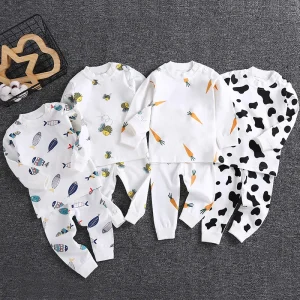 Autumn Winter Baby Clothing Sets Boys Girls Infant Underwear Pure Cotton Brushed Fabric Moisture Wicking Newborn
