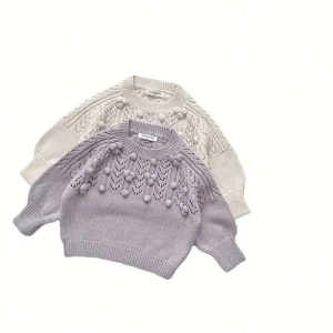 Autumn Winter Baby Girl Round Neck Pullover Jumper Children Hollow Sweater Long Sleeve Baby Clothes