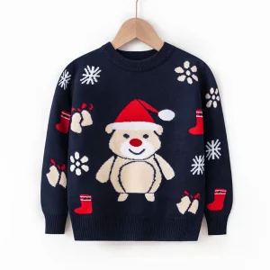 Autumn Winter Baby Knitwear New Children’s Jacquard Pullover Sweater Thickened Christmas Girl Knitted Warm Sweater
