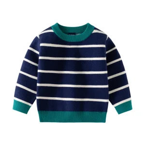 Autumn Winter Bottom Pullover Boys Knit Sweater OEM Striped Children Knit Sweaters