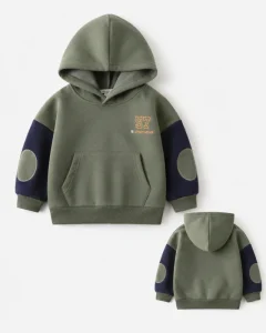 Autumn Winter Boys Fleece Hoodie Cotton Blend Color Block Pullover Kids Sports Sweatshirt Warm Casual OEM ODM