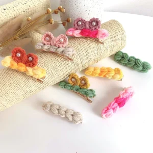 Autumn Winter Colorful Woolen Knitted Hair Pins Bowknot Flower Hair Clip Hairpin Women Kids Hair Accessories