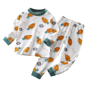 Autumn Winter Cotton Underwear Set for Boys Girls Breathable Cartoon Pattern Pants Suit Spring Pajamas Base Clothes for Kids
