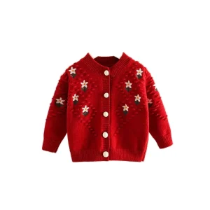 Autumn Winter Girls Casual Sweater Dress Cardigan Skirt Suit Long Sleeve Letter Pattern O Neck Polyester Cotton Children