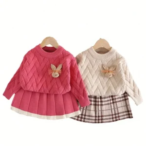 Autumn Winter Girls Clothes Baby Girls Sweater Set Korean Version Children’s Skirt