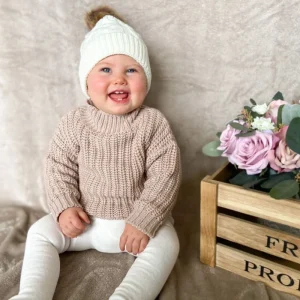 Autumn Winter Half Turtleneck Chunky Knitted Sweater for Baby Girls