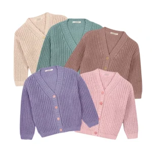 Autumn Winter Knitted Cardigan for Kids Breathable Baby Girls and Boys Cotton Sweater Long Pullover Closure for Summer