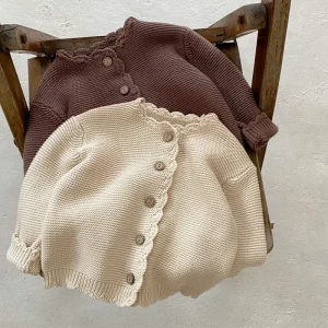 Autumn Winter New Boy Girl Baby Cardigan Knitting Sweater Children Solid Long Sleeve Tops Newborn Cotton Coats