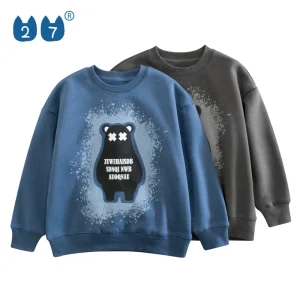 Autumn Winter Pullover Sweater Boys and Girls Teenager Cartoon Gray Sweatshirt