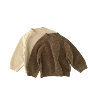 Autumn Winter Pullover Thicker Round Neck Children’s Knitted Sweater Puff Long Sleeve Children’s Boy Sweater