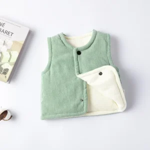 Autumn Winter Quilted Baby Vest for Boys & Girls Infant Thickened Fleece Inner Outer Wear Children’s Waistcoat