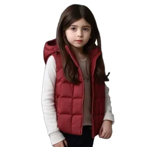 Autumn Winter Teens Girl’s Down Cotton Vest for Kids Waistcoat Children Plaid Cotton Vest Girl Clothes