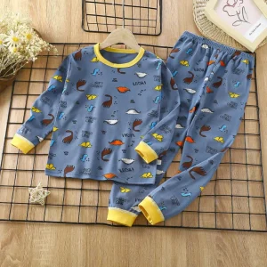 Autumn Winter Thermal Underwear Set for Boys and Girls Long Sleeved Pajamas Home Clothes Children’s Wear