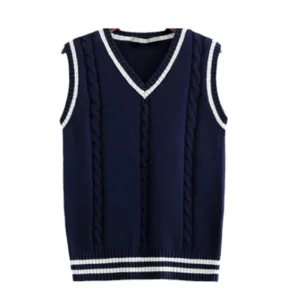 Autumn Winter V Neck Velvet Waistcoats Oversized Cotton Student Clothing Boy Sweater