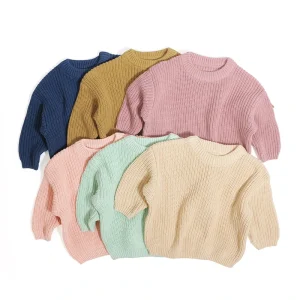 Autumn Winter Warm Children Dark Colored Long Sleeve Pullovers Boys Girls Kids Knitted Sweaters for Girls