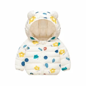 Autumn Winter Warm Worsted Hooded Breathable Jacket Boys Girls Infant Top Cartoon Printed Casual Children’s Clothing Featuring
