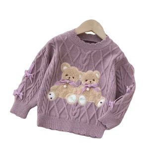 Autumn and Winter Cartoon Thickened Baby Girls’ Sweaters