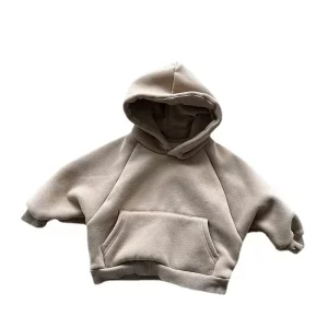 Autumn and Winter Infant Outerwear Hoodie Casual Cotton Kids Clothing Pullover Tops Solid Color Baby Boy Girl Hoodies