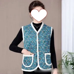 Autumn and Winter Waistcoat Lady Thick Middle-aged and Elderly Short Cotton-padded Sleeveless Warm Vest