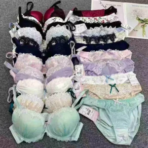 B0451#Japanese Girls Embroidered Lace Underwear Set Small Chest Gathered Flat Chest Special Cup Rims free Bra Set