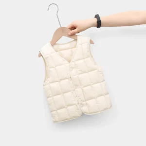 BEIBEIHAPPY Autumn Winter Children’s Boys Girls Baby Solid Down Cotton Vest Warm Jacket Waistcoat