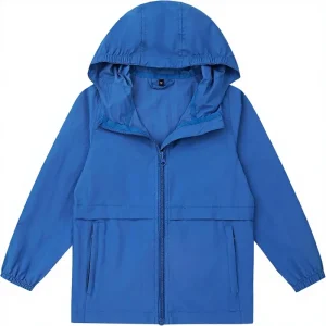 BKD Custom Kids Windbreaker Hooded Jacket Machine Washed Lightweight Packable Boy and Girl Jacket Zipper Toddler Rain Coats