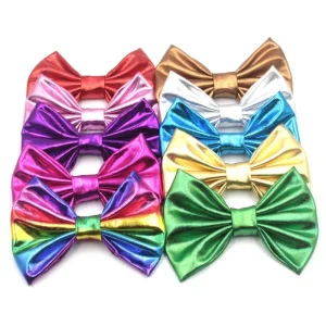 Baby 5 Inches Metallic Glitter Effect Soft Touch Bow for DIY Hair Accessories for Kids Children Without Clip