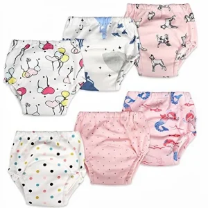 Baby 6 Packs Eco Friendly Cotton Training Pants 3D Leak Prevention Reusable Toddler Potty Training Underwear for Boy Girl