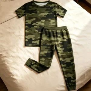 Baby Bamboo Fiber Set Custom Print Baby Pajamas Short Sleeve Set Comfortable Baby Sleepwear