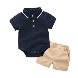 Baby Boy Casual Short-Sleeved Shorts Set Cotton Solid Color Boys Suit Summer Clothing