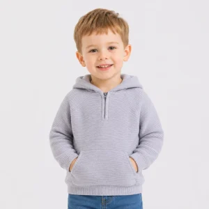 Baby Boy Long Sleeve Cotton Knitted Hooded Pullover Sweater
