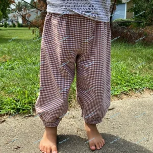 Baby Boys Bubble Pants Autumn Winter Custom Woven Gingham Kids Boy Pants