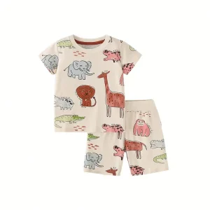 Baby Boys Clothing Set Summer New Style Cartoon Printing Stylish T shirt Boy Pants Suit Two piece Suit